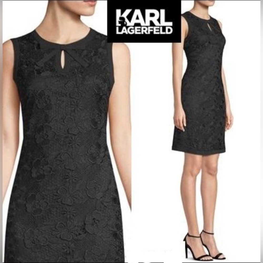 NWT Karl Lagerfeld Bow-Neck Lace Shift Dress Size 8